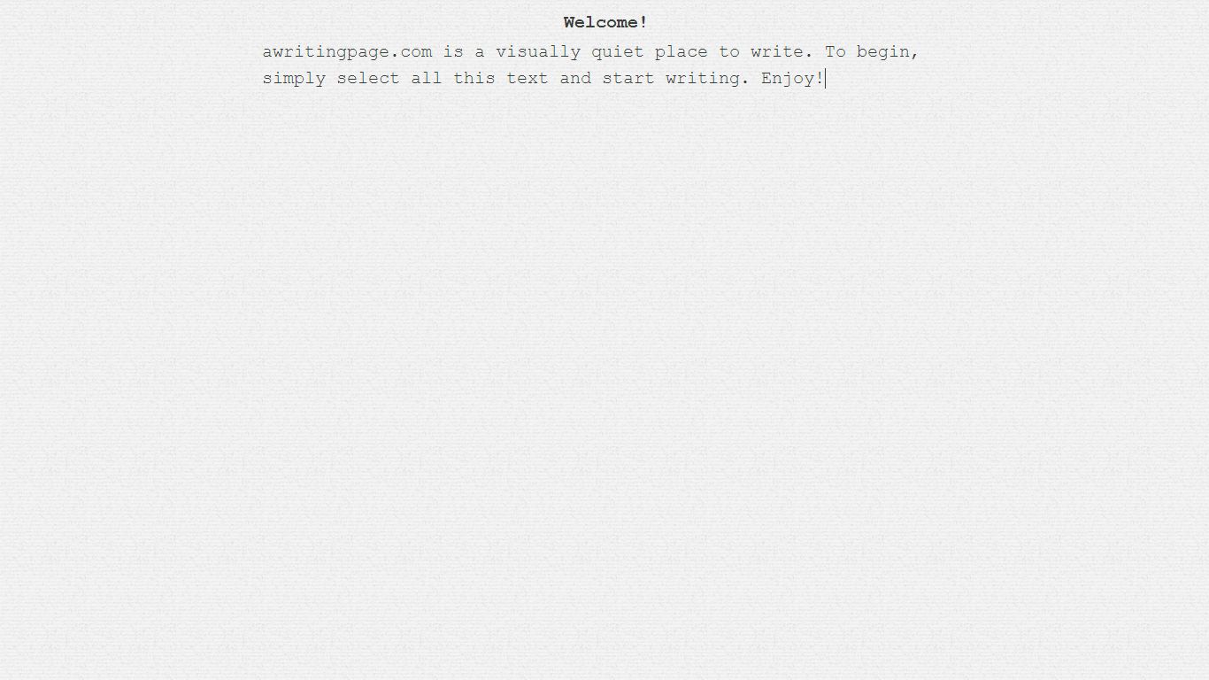A writing page – a visually quiet place to write.